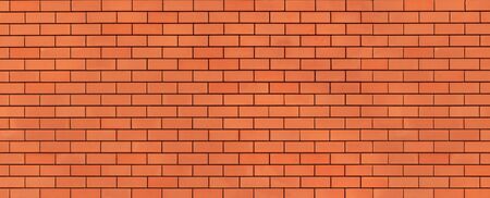 Panoramic red brick wall pattern texture background. Wide panorama of masonry