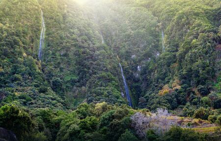 Crystal waterfalls in the mountains of Madeira, Portugalの写真素材