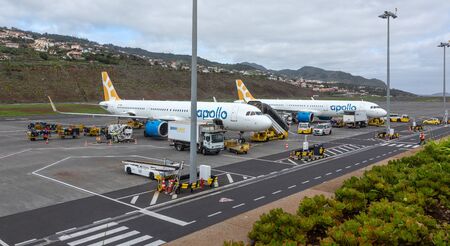 FUNCHAL, PORTUGAL - December 31,2019: Apollo airplanes docket at Cristiano Ronaldo International Airport at Madeiraのeditorial素材