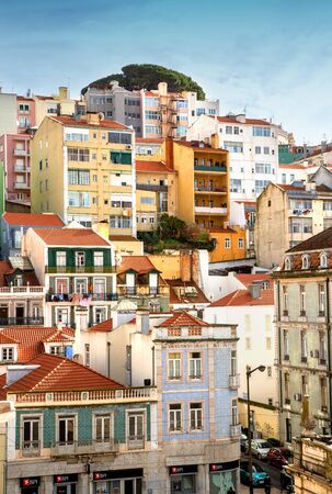 Lisbon, Portugal December15, 2019: View of colorful Streets of Lisbon Lisboa, Portugalのeditorial素材