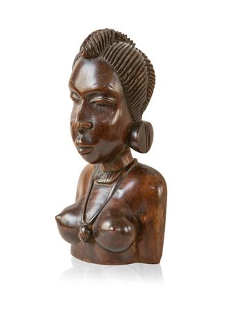 African Handmade Ethnic Wooden Statue isolated with clipping pathの写真素材