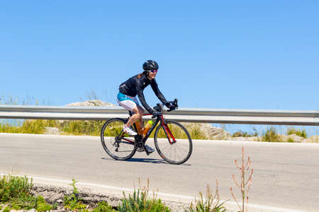 Mallorca, Spain, May 05, 2016: cyclist on the track in the sa calobra mountain pass