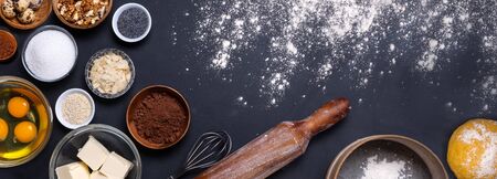 Baking background On the black table.