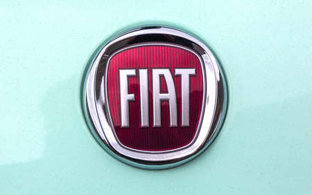 Madeira, Portugal,  December,23 2019: Fiat Sign Close Up. Founded in 1899 in Italy, in 2013 was the...