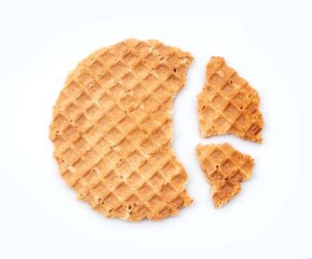 butter waffle cookies on white backgroundの写真素材