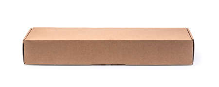 closing a stack of cardboard boxes on a white background with clipping pathの写真素材