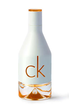 Chisinau, Moldova August 10, 2019: Bottle CK IN2U for Her Calvin Klein on white backgroundのeditorial素材