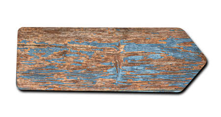 close up of an empty wooden sign on white background