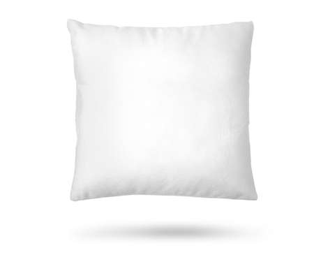 An empty pillow is isolated on a white background.の写真素材