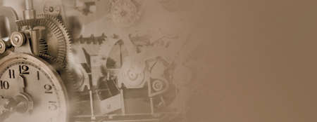 Clockwork Background. Close-up Of Old Clock Watch Mechanism With Gearsの写真素材