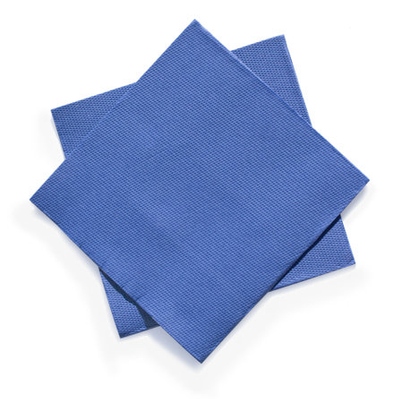 blue napkin on white isolatedの写真素材