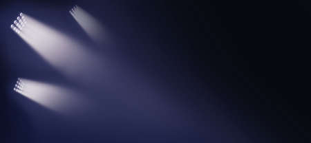 soccer stadium lights reflectors against blue backgroundの写真素材