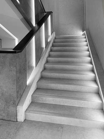 Office corridor with stairs, . The concept of modern interior design trendsの写真素材