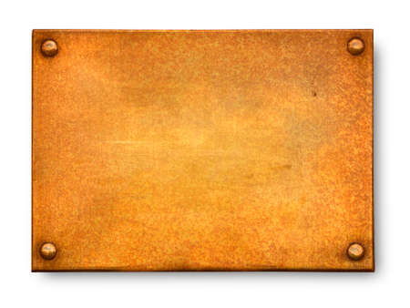 the empty old rusty plate isolated on whiteの写真素材