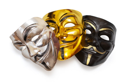 Chisinau Moldova, June 26:Computer hacker masks isolated on white background with clipping pathのeditorial素材