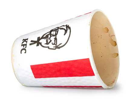Anapa, Russia - December 16, 2022: used KFC paper cup from the fast food restaurant of the KFC.のeditorial素材