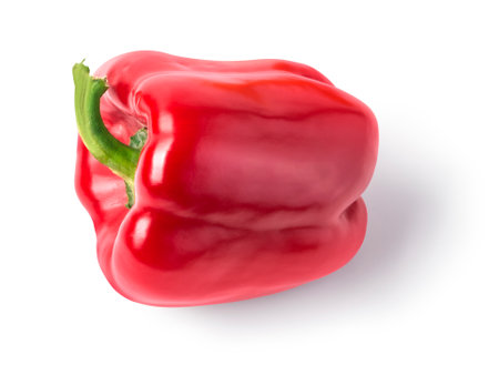 Red bell pepper isolated on white background.のeditorial素材