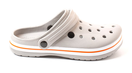 Children's rubber sandals isolated on the white background