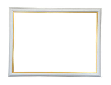 decorative wooden frame with gold elements isolatedの写真素材
