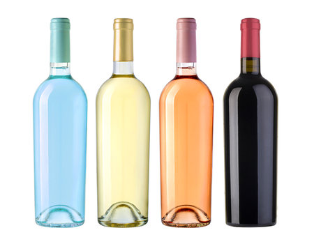 Set of wine bottle isolated on white backgroundの写真素材