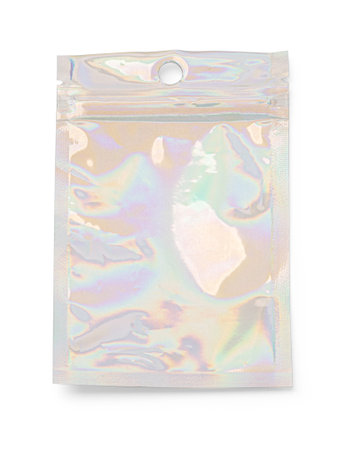 transparent plastic zipper bag isolated on white background with clipping pathの写真素材