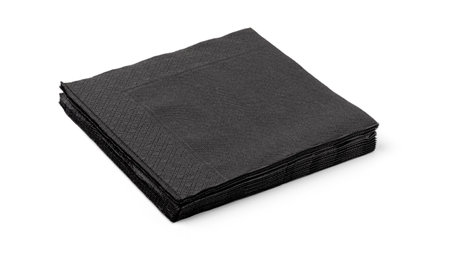 Black clean paper tissues on white background, top viewの写真素材