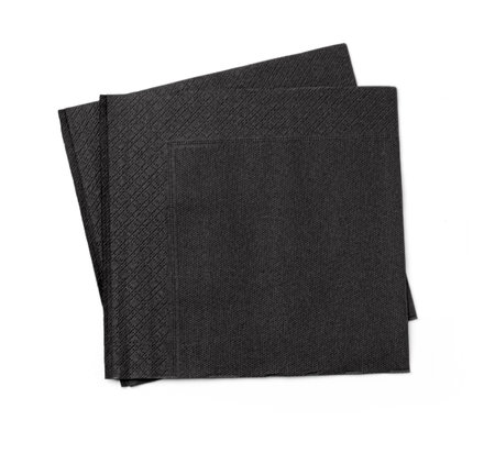 Black clean paper tissues on white background, top viewの写真素材
