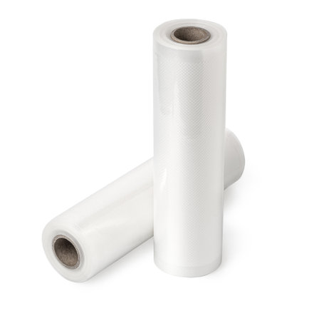 Plastic Packing Wrap Film Isolated on White Background. with clipping pathの写真素材