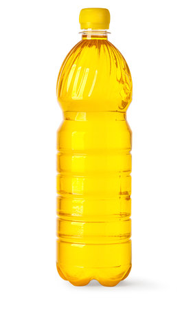 Oil plastic bottle isolated on white background with clipping pathの写真素材