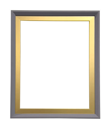 Empty square picture border in gold and grey with transparent background for easy useの写真素材