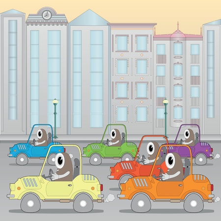 Traffic jam in the city (horizontal seamless image)のイラスト素材