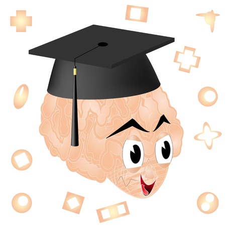 Brain with graduation capのイラスト素材