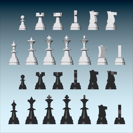 Vector chess pieces from different viewsのイラスト素材