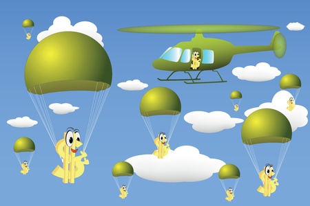Helicopter drop of moneyのイラスト素材
