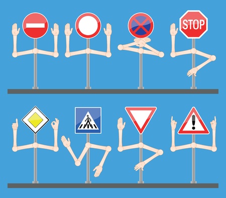 Traffic signs with handsのイラスト素材