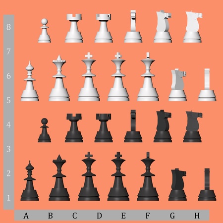 3D chess pieces from different viewsの写真素材