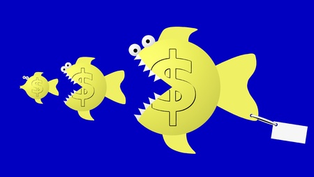 Fish eat fish - dollar eat dollar  の写真素材