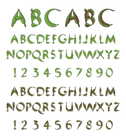 Green alphabet from leavesのイラスト素材