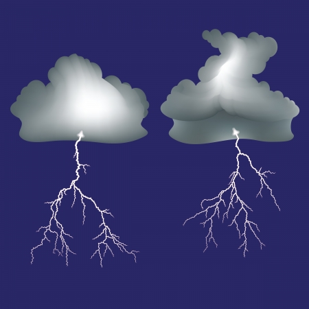 Isolated lightning and dark clouds のイラスト素材