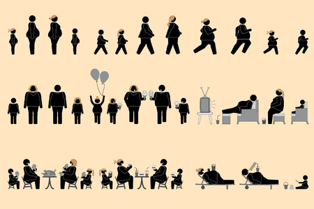 Obese people and good appetite pictogramのイラスト素材