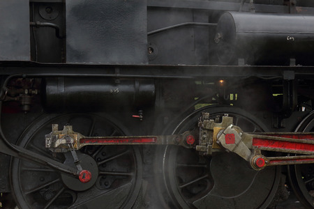 CELJE, SLOVENIA  SEPTEMBER 19, 2015: With the steam train to the Land of Celje, detailed view of the...