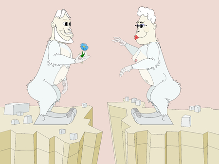 Yetis love meeting high in the mountainsのイラスト素材