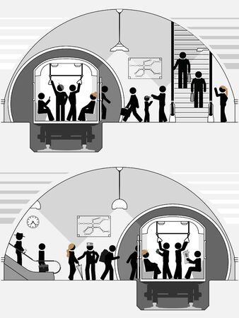 Pictogram scene of classic subway stationのイラスト素材