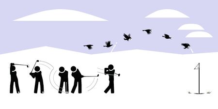 Sequences of golf ball strikingのイラスト素材