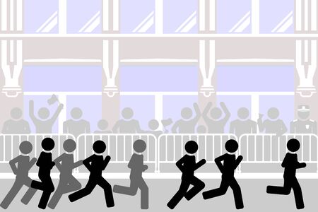 Marathon race on the streets of the big cityのイラスト素材