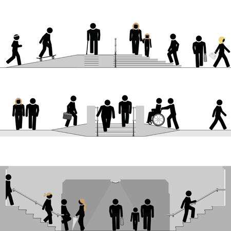 Pedestrian zones in urban sceneryのイラスト素材