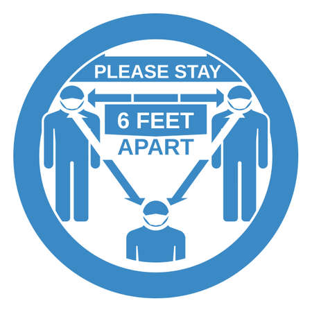 Physical distancing floor sign isolated on whiteのイラスト素材
