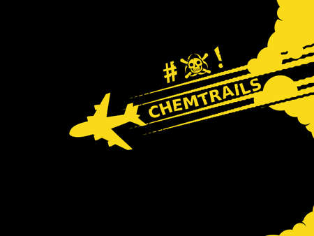 Illuminated silhouette of airplane with ominous contrailsのイラスト素材
