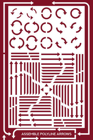 Straight and circular arrow set wide in widthのイラスト素材