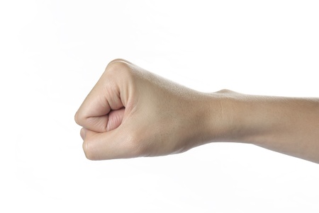 beautiful man hand for confidently feeling on white background, isolatedの写真素材